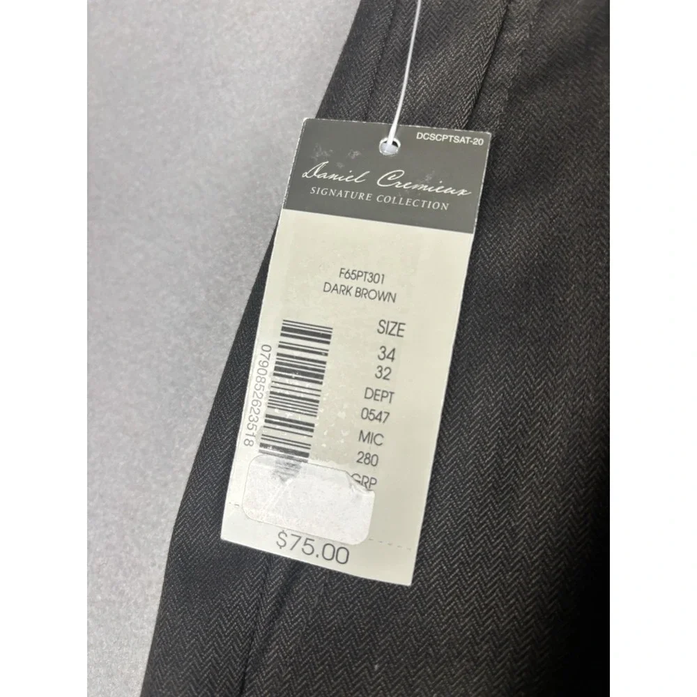 Daniel Cremieux Signature Collection Dress Pants Mens 34x32 Brown Formal 4232